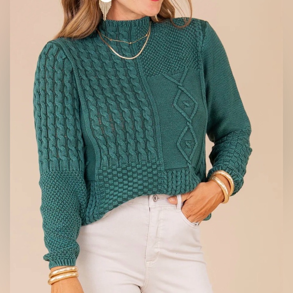 Tribal Erin Knit Funnel Neck Sweater | Forest Green | Size M